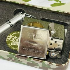 Set Zippo Limited Edition Quân Đội Mỹ – Vỏ Sơn Crackle Xanh Olive Chống Trầy – Kèm Bình Xăng Viên Đạn C130