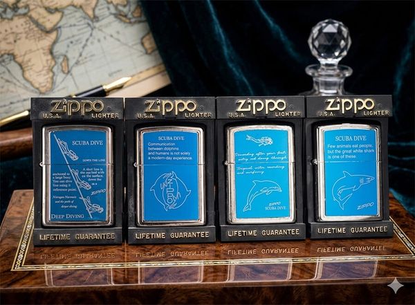 Set 4 Bật Lửa Zippo 1994 Chủ Đề Thợ Lặn Biển – Đời X La Mã – Bộ Sưu Tập Deep Sea Divers Quý Hiếm C176