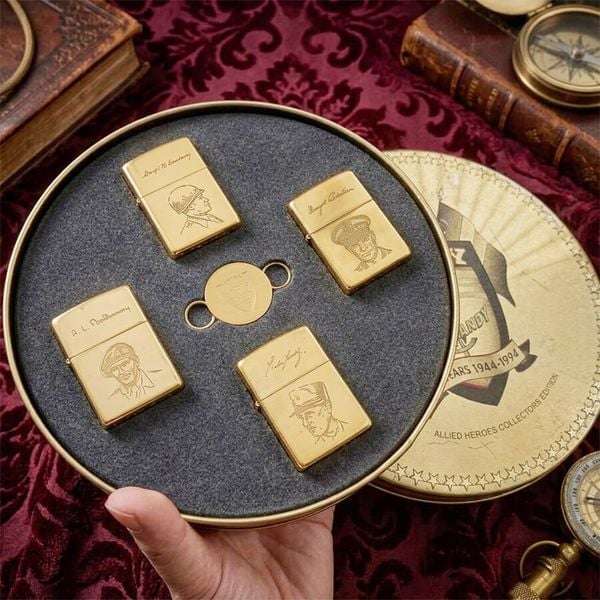 Set 4 Bật Lửa Zippo 1994 Kỷ Niệm 50 Năm D-Day Normandy (1944-1994) – Bộ Tứ Tướng Lĩnh Đồng Minh C99