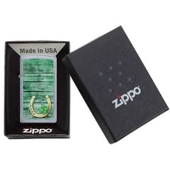 Zippo Slim In Hình Cỏ 4 Lá và Móng Ngựa Z380