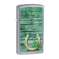 Zippo Slim In Hình Cỏ 4 Lá và Móng Ngựa Z380