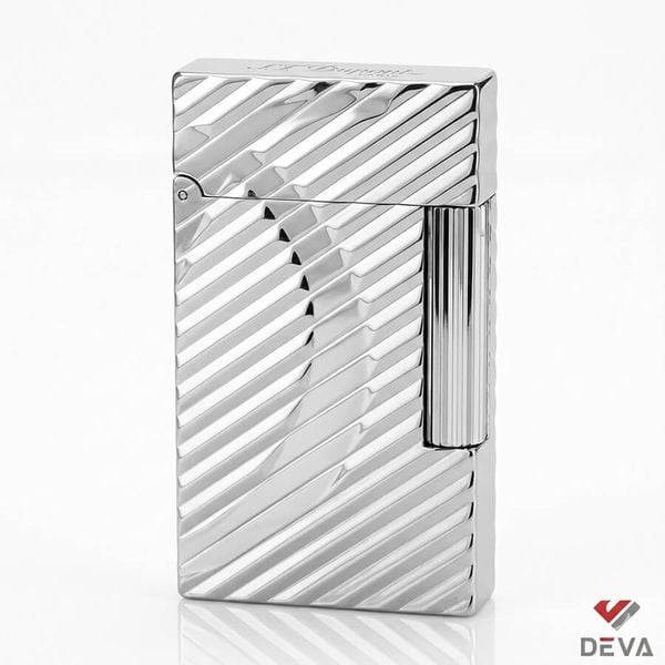 Bật lửa Dupont bạc kẻ chéo lượn sóng chữ D cách điệu D150