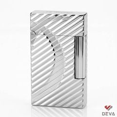 Bật lửa Dupont bạc kẻ chéo lượn sóng chữ D cách điệu D150