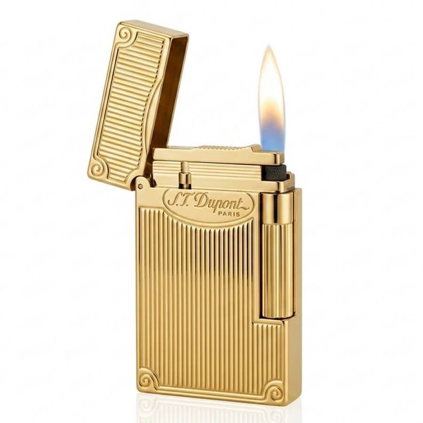 Set Quà Tặng bật lửa ST Dupont màu vàng kẻ dọc D118