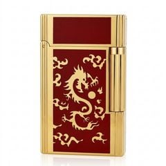 Bật lửa Dupont sơn mài đỏ hoa văn hình rồng D78