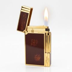 Bật lửa ST Dupont sơn mài màu đỏ mận viền dọc D167