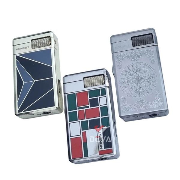 Bật lửa gas đá Honest lửa kép có ô cửa quan sát nhiên liệu BCZ861