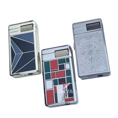 Bật lửa gas đá Honest lửa kép có ô cửa quan sát nhiên liệu BCZ861