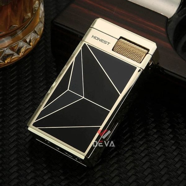 Bật lửa gas đá Honest lửa kép có ô cửa quan sát nhiên liệu BCZ861