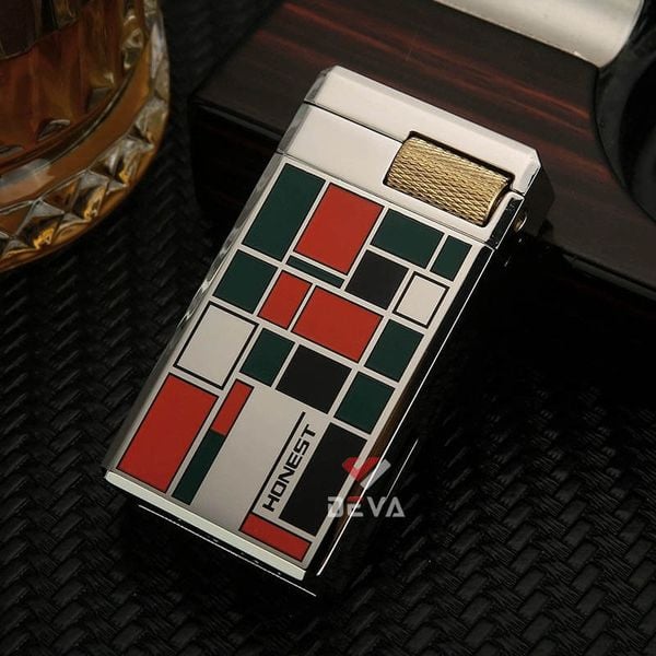 Bật lửa gas đá Honest lửa kép có ô cửa quan sát nhiên liệu BCZ861