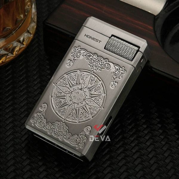 Bật lửa gas đá Honest lửa kép có ô cửa quan sát nhiên liệu BCZ861