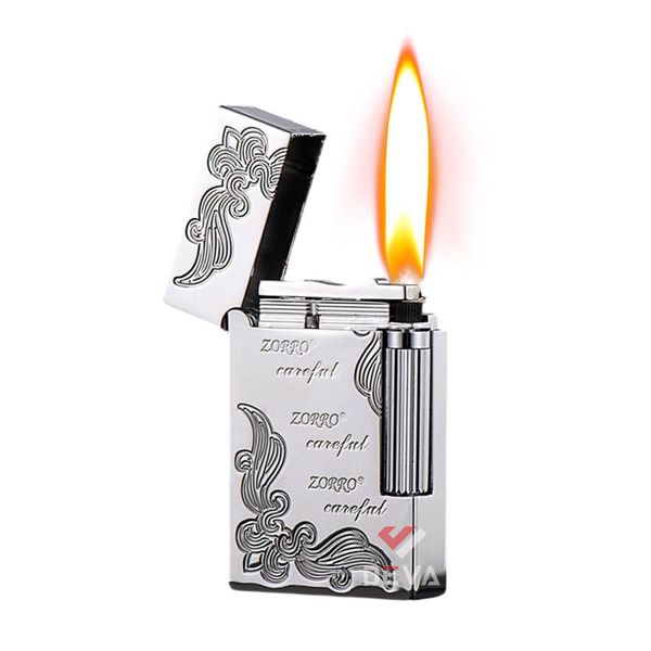 Bật lửa xăng đá chính hãng Zorro tay đánh đá ngang các mẫu Series Z612