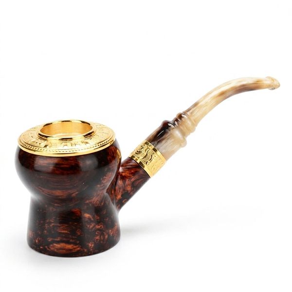 Tẩu hút Cigar thân gỗ cán sừng hình trống đồng Đông Sơn TS31