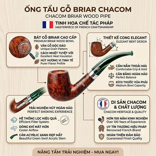 Tẩu Chacom cán xanh Noel N42D