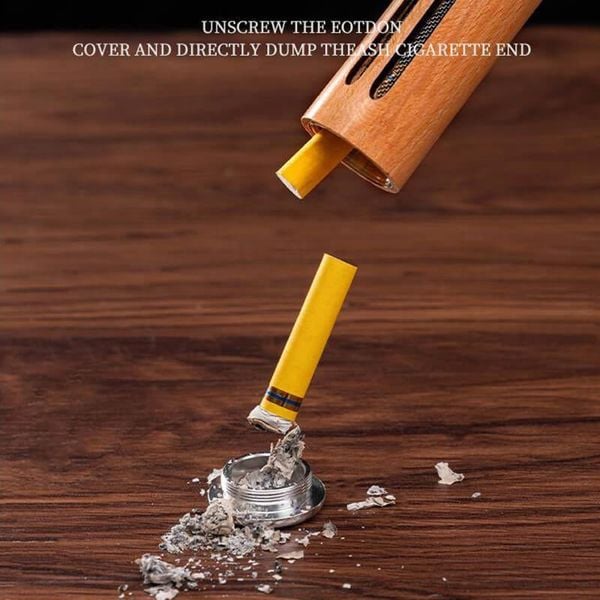 Gạt tàn thuốc lá di động vỏ gỗ cầm tay cho xe ô tô H015