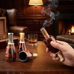 Tẩu Cigar thân gỗ cán sừng Freesize TS13