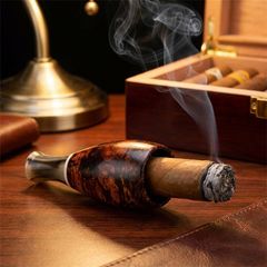 Tẩu Cigar thân gỗ cán sừng Freesize TS13