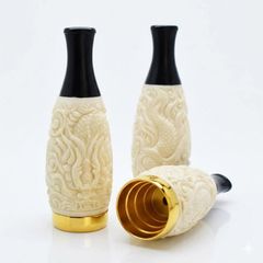 Tẩu xương hút khắc hình rồng cán sừng Freesize TX01