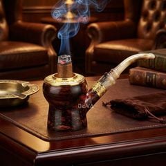 Tẩu hút Cigar thân gỗ cán sừng hình trống đồng Đông Sơn TS31