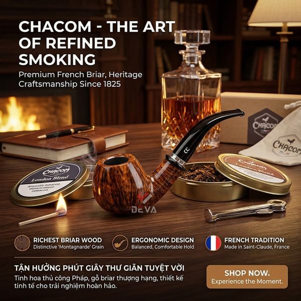 Tẩu gỗ thạch nam chính hãng Chacom 214