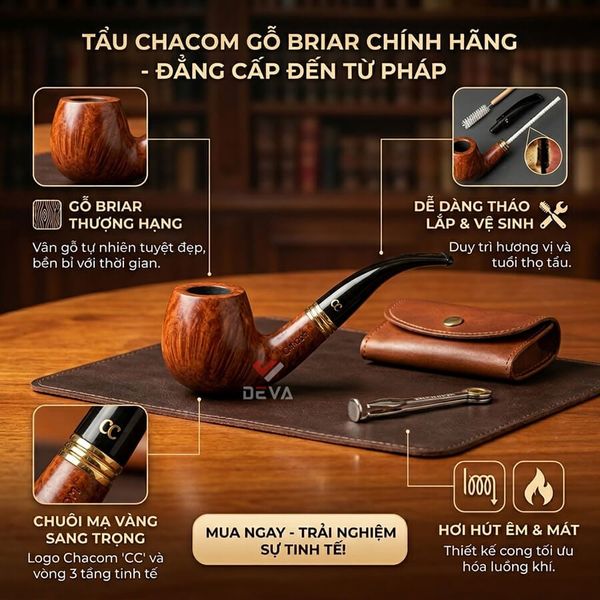 Tẩu gỗ thạch nam Chacom Club N42B