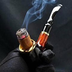 Tẩu hút Cigar nối thân gỗ cán sừng cối lõi thép Freesize TS03