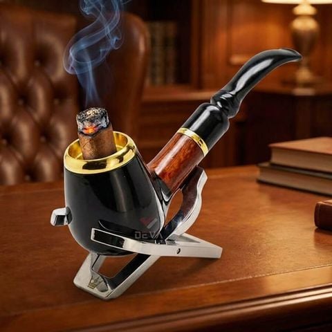 Tẩu hút Cigar nối thân gỗ cán sừng cối lõi thép Freesize TS03