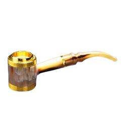 Tẩu cán sừng đế đứng hoa văn mạ vàng Freesize TS12