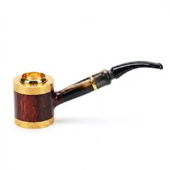 Tẩu cán sừng đế đứng hoa văn mạ vàng Freesize TS12