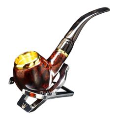 Tẩu Cigar thân gỗ đế tròn cán sừng Freesize TS05