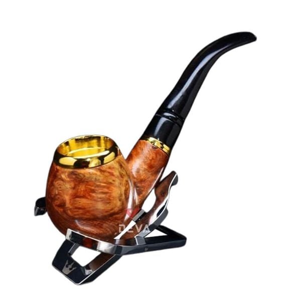 Tẩu Cigar thân gỗ đế tròn cán sừng Freesize TS05
