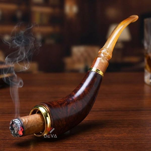 Tẩu Xì Gà gỗ cẩm cán sừng dáng thẳng Freesize TS18