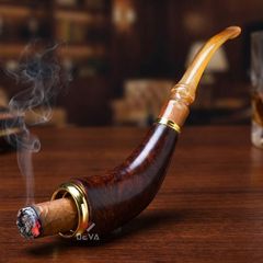 Tẩu Xì Gà gỗ cẩm cán sừng dáng thẳng Freesize TS18