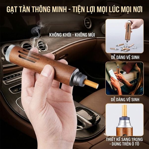 Gạt tàn thuốc lá cầm tay vỏ gỗ di động cho xe hơi H08