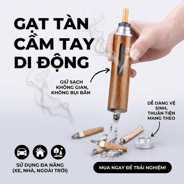 Gạt tàn thuốc lá cầm tay vỏ gỗ di động cho xe hơi H08