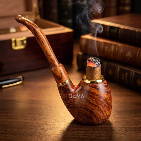 Tẩu thân gỗ cán đứng đế bằng ốp miệng Freesize TG09