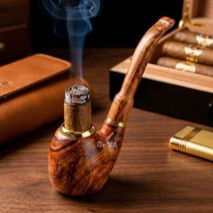 Tẩu thân gỗ cán đứng đế bằng ốp miệng Freesize TG09
