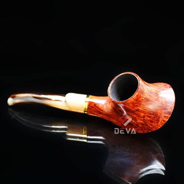 Tẩu gỗ đáy loe cán sừng chuyên dụng cho Cigar và thuốc lá sợi TS33