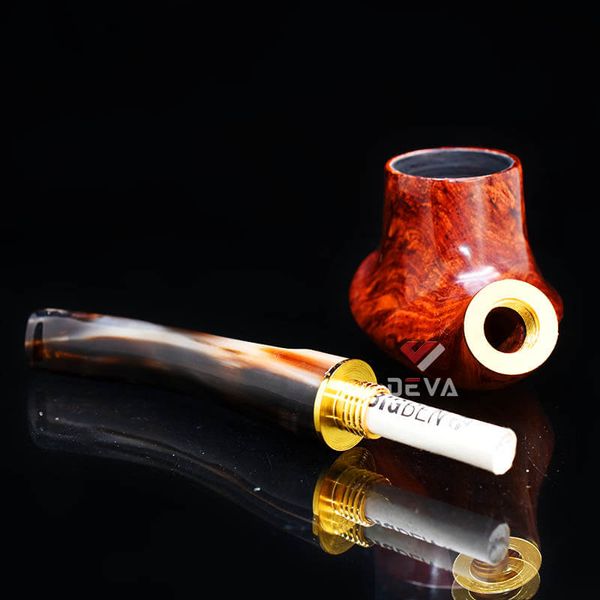 Tẩu gỗ đáy loe cán sừng chuyên dụng cho Cigar và thuốc lá sợi TS33
