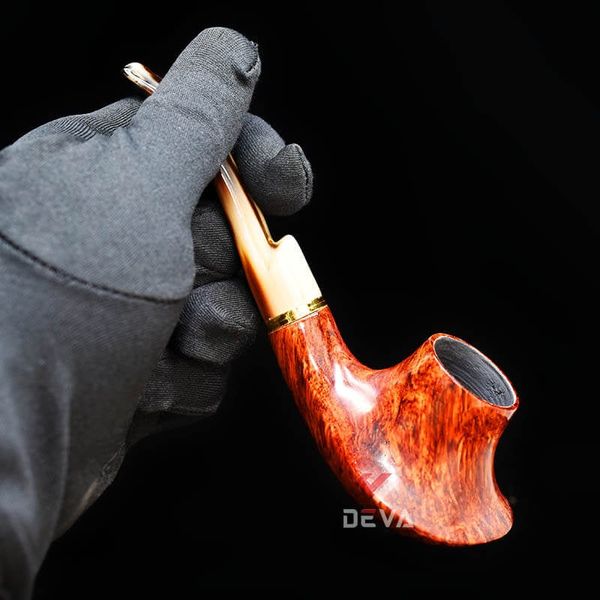 Tẩu gỗ đáy loe cán sừng chuyên dụng cho Cigar và thuốc lá sợi TS33
