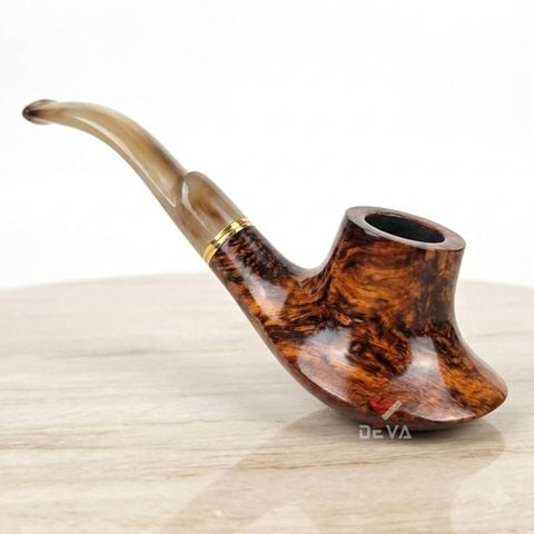 Tẩu gỗ đáy loe cán sừng chuyên dụng cho Cigar và thuốc lá sợi TS33