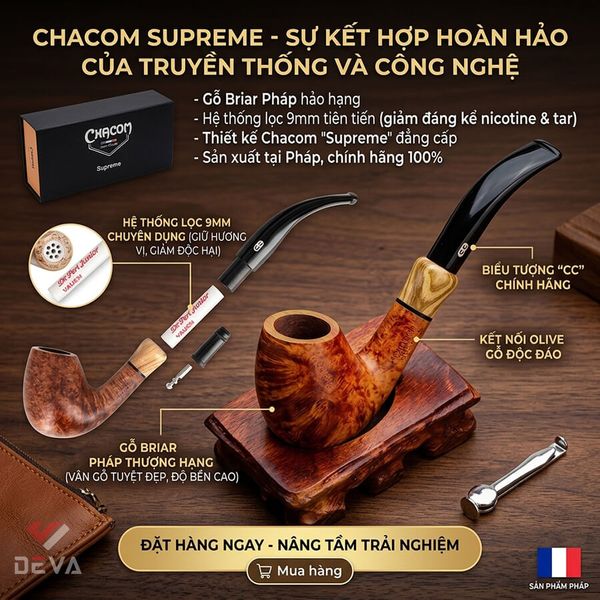Tẩu Chacom gỗ thạch nam cao cấp Supreme