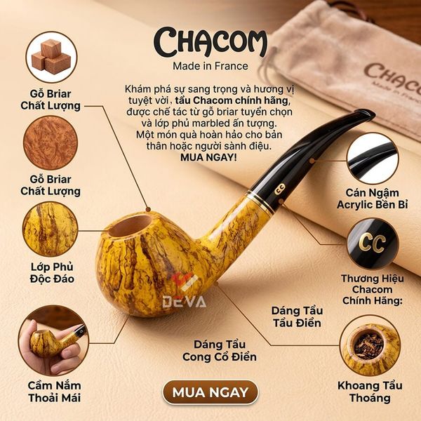 Tẩu gỗ thạch nam  Chacom Atlas Jaune N871