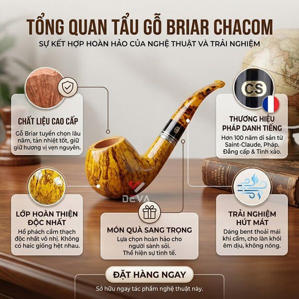 Tẩu gỗ thạch nam  Chacom Atlas Jaune N871