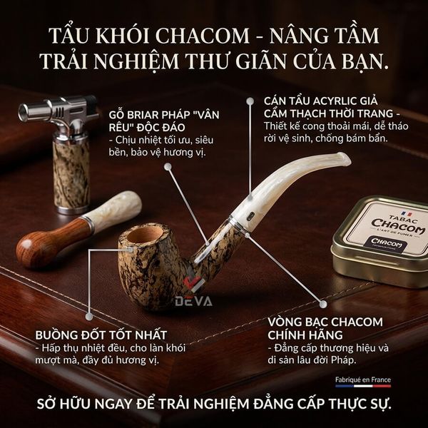 Tẩu chacom gỗ thạch nam Atlas taupe N43T
