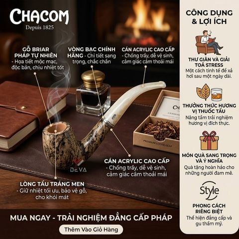 Tẩu chacom gỗ thạch nam Atlas taupe N43T