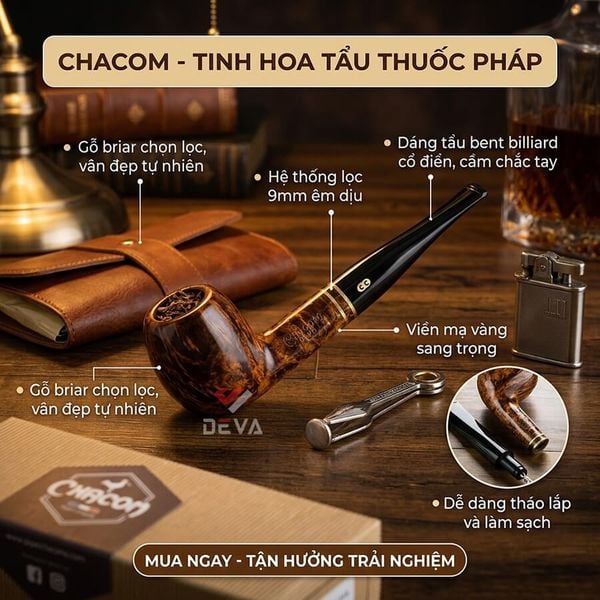 Mẫu tẩu gỗ thạch nam Chacom Club N168A