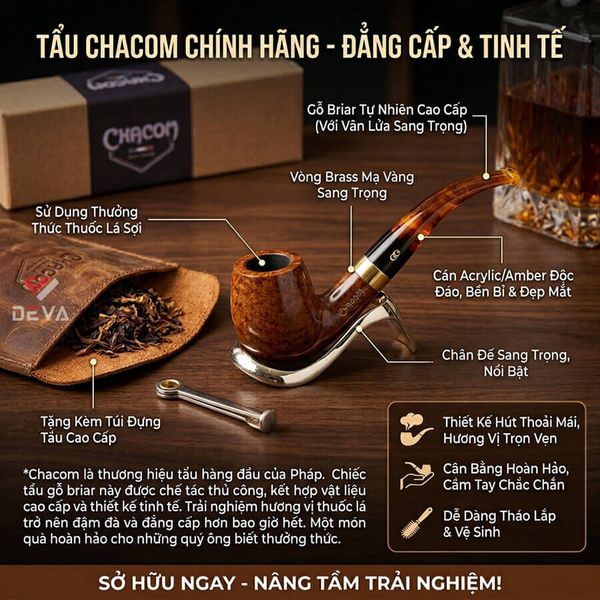 Tẩu gỗ thạch nam Chacom Churchill N42A