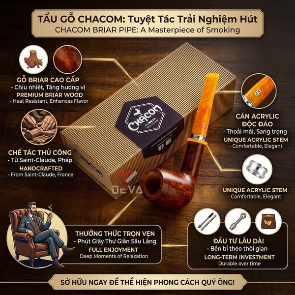 Tẩu gỗ thạch nam Chacom Montmartre N186