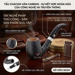 Tẩu gỗ thạch nam Chacom Carbone 851